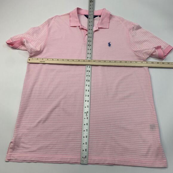 Ralph Lauren Polo Golf Shirt Mens XL Extra Large Pro Fit Pink White Striped - Picture 5 of 9